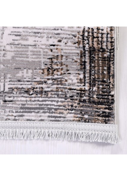 Leilani Çizgili Gri Pamuk Dikdörtgen Modern Desenli Akrilik Hav Vermeyen Leke Tutmayan Kolay Temizlenen Yumuşak Makine Salon Yolluk Mutfak Halı fırsatları