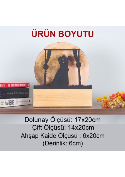 LED Işıklı Pleksi Dolunay Kişiselleştirilebilir Biblo Mariage Sarılan Gelin Damat Anahtar Askılığı