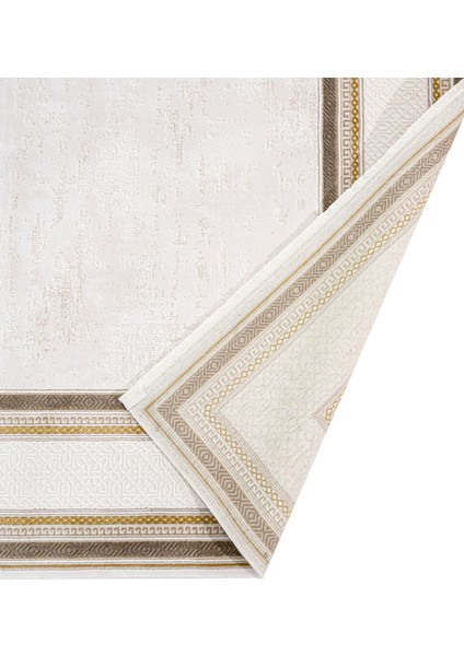 Jesmina Çerçeveli Bej Akrilik Dikdörtgen Modern Desenli Akrilik Hav Vermeyen Leke Tutmayan Kolay Temizlenen Yumuşak Makine Salon Yolluk Mutfak Halı indirimleri