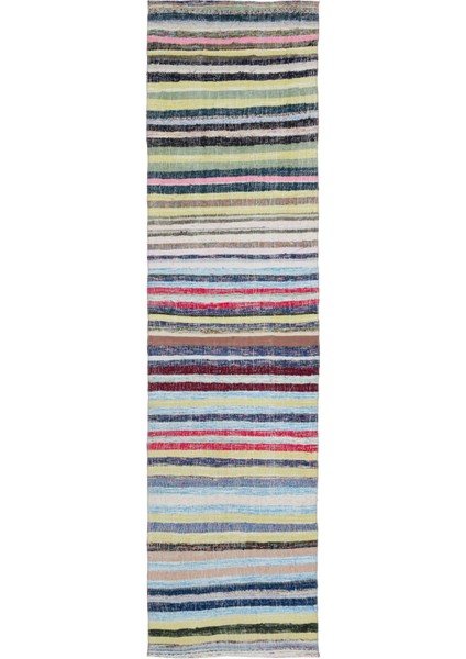 Teselya Bej Çizgili Yün Modern Desenli Yün Hav Toz Vermez Leke Tutmayan Salon Yolluk Mutfak El Dokuma Halı