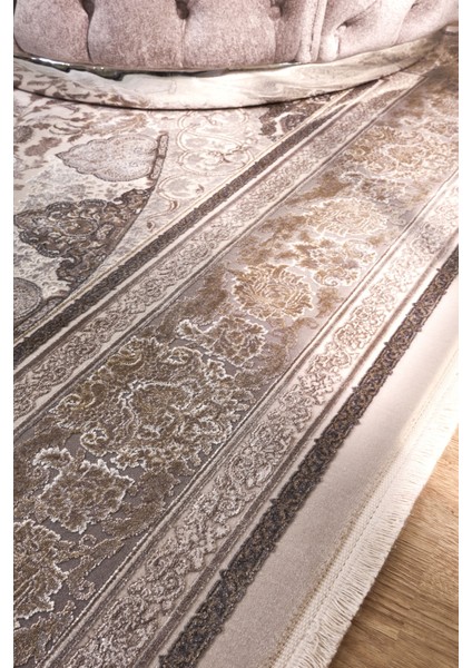 Pravalika Çerçeveli Bej Viskon Dikdörtgen Modern Desenli Akrilik Hav Vermeyen Leke Tutmayan Kolay Temizlenen Yumuşak Makine Salon Yolluk Mutfak Halı fiyatları