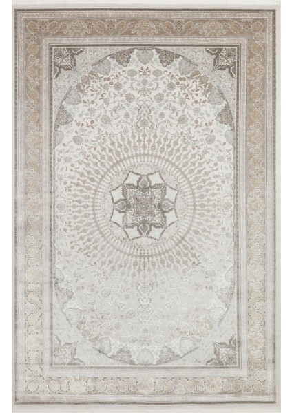 Pravalika Çerçeveli Bej Viskon Dikdörtgen Modern Desenli Akrilik Hav Vermeyen Leke Tutmayan Kolay Temizlenen Yumuşak Makine Salon Yolluk Mutfak Halı