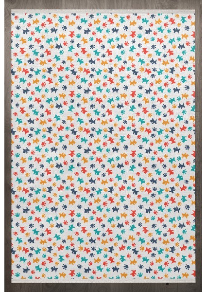 Figürlü Beyaz Pamuk Dikdörtgen Modern Desenli Pamuk Makinada Yıkanabilir Hav Toz Vermez Leke Tutmayan Kaymaz Taban Dijital Makine Baskı Salon Yolluk Mutfak Halı