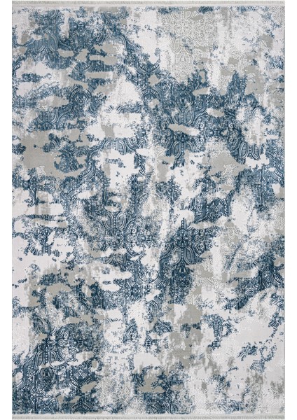 Ariel Modern Mavi Pamuk Dikdörtgen Modern Desenli Akrilik Hav Vermeyen Leke Tutmayan Kolay Temizlenen Yumuşak Makine Salon Yolluk Mutfak Halı