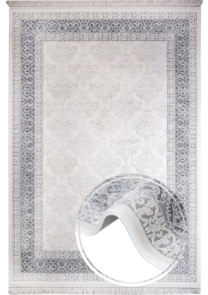 Geometrik Gri Akrilik Dikdörtgen Modern Desenli Akrilik Hav Vermeyen Leke Tutmayan Kolay Temizlenen Yumuşak Makine Salon Yolluk Mutfak Halı