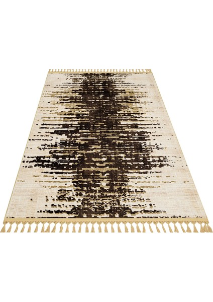 Prema Kahverengi Modern Etnik Desenli Bambu Makinada Yıkanabilir Hav Toz Vermez Leke Tutmayan Kaymaz Taban Dijital Makine Baskı Salon Yolluk Mutfak Halı fiyatları