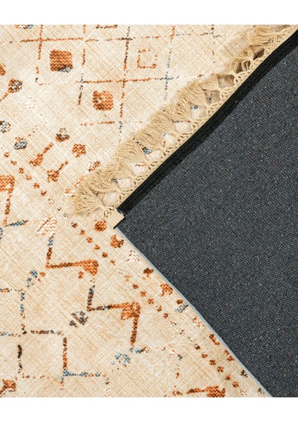 Pranav Lacivert Modern Etnik Desenli Bambu Makinada Yıkanabilir Hav Toz Vermez Leke Tutmayan Kaymaz Taban Dijital Makine Baskı Salon Yolluk Mutfak Halı fırsatları