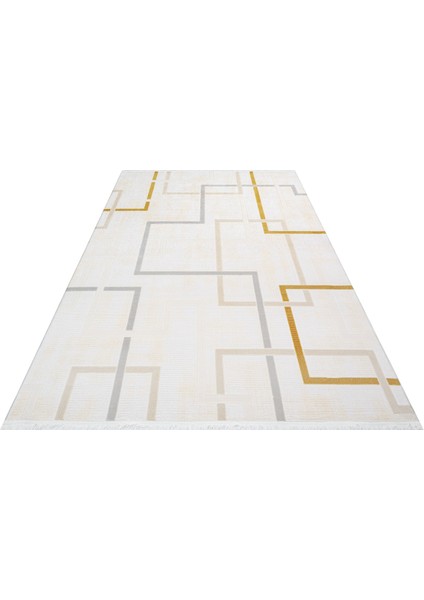 Nadia Geometrik Krem Akrilik Kare Modern Desenli Akrilik Hav Vermeyen Leke Tutmayan Kolay Temizlenen Yumuşak Makine Salon Yolluk Mutfak Halı fiyatları