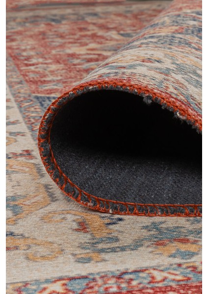 Diani Klasik Kırmızı Polyester Dikdörtgen Modern Desenli Pamuk Makinada Yıkanabilir Hav Toz Vermez Leke Tutmayan Kaymaz Taban Dijital Makine Baskı Salon Yolluk Mutfak Halı indirimleri