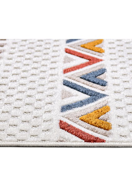 Keylinn Krem Geometrik Etnik Modern Desenli Hav Vermeyen Leke Tutmayan Kolay Temizlenen Yumuşak Makine Salon Yolluk Mutfak Halı modelleri