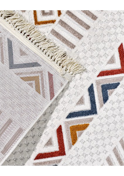 Keylinn Krem Geometrik Etnik Modern Desenli Hav Vermeyen Leke Tutmayan Kolay Temizlenen Yumuşak Makine Salon Yolluk Mutfak Halı fırsatları