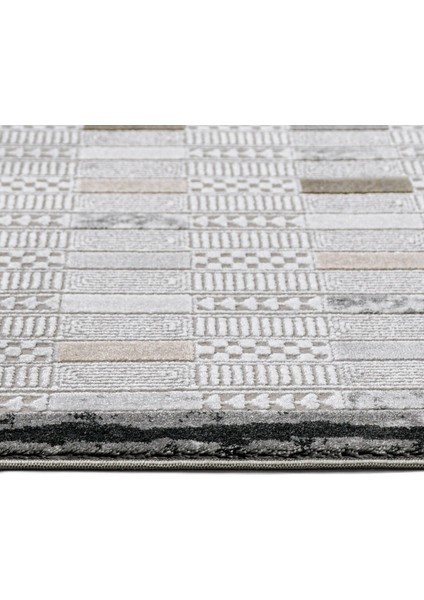 Jade Geometrik Krem Pamuk Dikdörtgen Modern Desenli Akrilik Hav Vermeyen Leke Tutmayan Kolay Temizlenen Yumuşak Makine Salon Yolluk Mutfak Halı