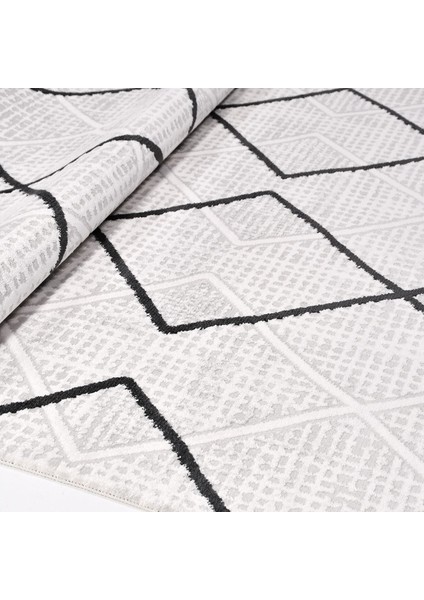 Lilith Gri Geometrik Etnik Modern Desenli Akrilik Hav Vermeyen Leke Tutmayan Kolay Temizlenen Yumuşak Makine Salon Yolluk Mutfak Halı modelleri
