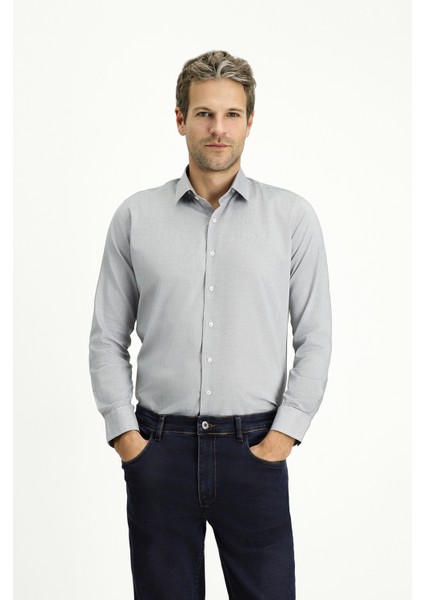 Uzun Kol Slim Fit Dar Kesim Desenli Pamuk Klasik Gömlek fiyatları