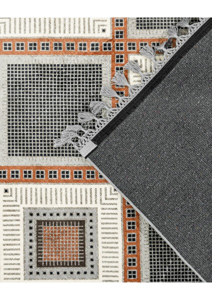 Pratyush Gri Geometrik Etnik Modern Desenli Bambu Makinada Yıkanabilir Hav Toz Vermez Leke Tutmayan Kaymaz Taban Dijital Makine Baskı Salon Yolluk Mutfak Halı fırsatları