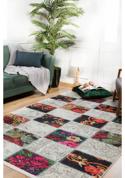 Vuhan Beyaz Patchwork Etnik Modern Desenli Makinada Yıkanabilir Hav Toz Vermez Leke Tutmayan Kaymaz Taban Dijital Makine Baskı Salon Yolluk Mutfak Halı modelleri