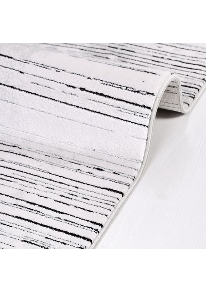 Aliyah Çizgili Siyah Pamuk Dikdörtgen Modern Desenli Akrilik Hav Vermeyen Leke Tutmayan Kolay Temizlenen Yumuşak Makine Salon Yolluk Mutfak Halı fiyatları
