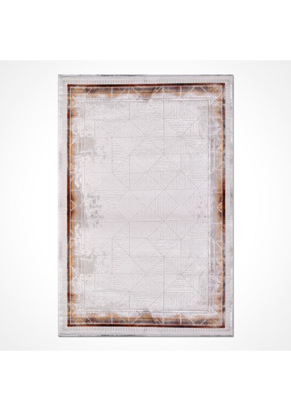 Reagan Gri Çerçeveli Etnik Modern Desenli Örgü Hav Vermeyen Leke Tutmayan Kolay Temizlenen Yumuşak Makine Salon Yolluk Mutfak Halı