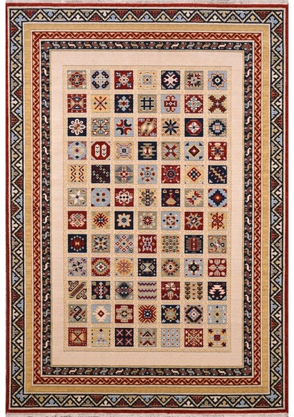 Keyon Yöresel Krem Bambu Dikdörtgen Modern Desenli Akrilik Hav Vermeyen Leke Tutmayan Kolay Temizlenen Yumuşak Makine Salon Yolluk Mutfak Halı