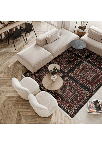 Geometrik Siyah Pamuk Dikdörtgen Modern Desenli Pamuk Makinada Yıkanabilir Hav Toz Vermez Leke Tutmayan Kaymaz Taban Dijital Makine Baskı Salon Yolluk Mutfak Halı modelleri