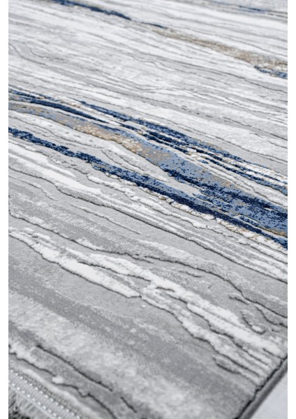 Oakley Çizgili Gri Yün Dikdörtgen Modern Desenli Akrilik Hav Vermeyen Leke Tutmayan Kolay Temizlenen Yumuşak Makine Salon Yolluk Mutfak Halı fırsatları