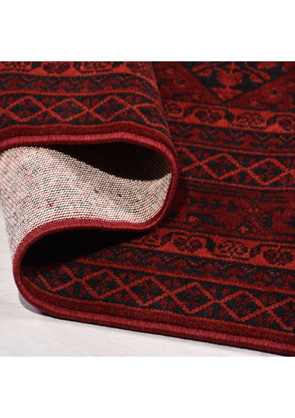 Çerçeveli Kırmızı Pamuk Dikdörtgen Modern Desenli Akrilik Hav Vermeyen Leke Tutmayan Kolay Temizlenen Yumuşak Makine Salon Yolluk Mutfak Halı modelleri