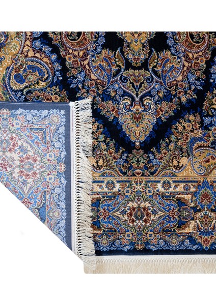 Klasik Lacivert Viskon Dikdörtgen Modern Desenli Akrilik Hav Vermeyen Leke Tutmayan Kolay Temizlenen Yumuşak Makine Salon Yolluk Mutfak Halı fırsatları