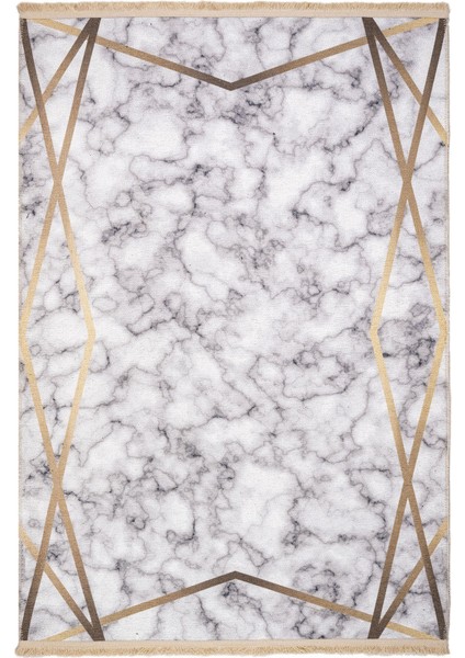 Spijkenisse Mermer Beyaz Polyester Dikdörtgen Modern Desenli Pamuk Makinada Yıkanabilir Hav Toz Vermez Leke Tutmayan Kaymaz Taban Dijital Makine Baskı Salon Yolluk Mutfak Halı