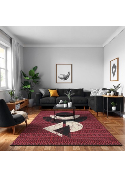 Modern Kırmızı Pamuk Dikdörtgen Modern Desenli Pamuk Makinada Yıkanabilir Hav Toz Vermez Leke Tutmayan Kaymaz Taban Dijital Makine Baskı Salon Yolluk Mutfak Halı modelleri