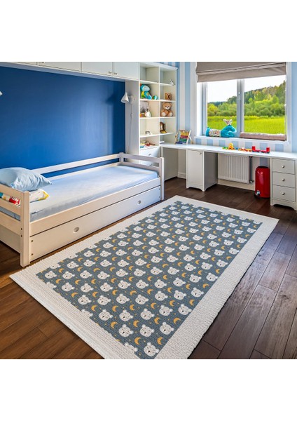 Figürlü Lacivert Pamuk Dikdörtgen Modern Desenli Pamuk Makinada Yıkanabilir Hav Toz Vermez Leke Tutmayan Kaymaz Taban Dijital Makine Baskı Salon Yolluk Mutfak Halı fiyatları