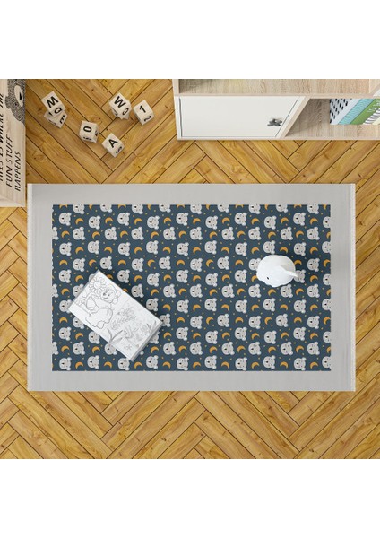 Figürlü Lacivert Pamuk Dikdörtgen Modern Desenli Pamuk Makinada Yıkanabilir Hav Toz Vermez Leke Tutmayan Kaymaz Taban Dijital Makine Baskı Salon Yolluk Mutfak Halı fırsatları