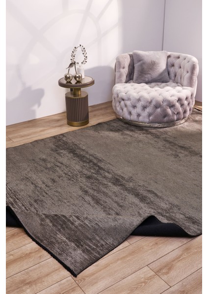 Cressida Antrasit Düz Etnik Modern Desenli Pamuk Hav Vermeyen Leke Tutmayan Kolay Temizlenen Yumuşak Makine Salon Yolluk Mutfak Halı