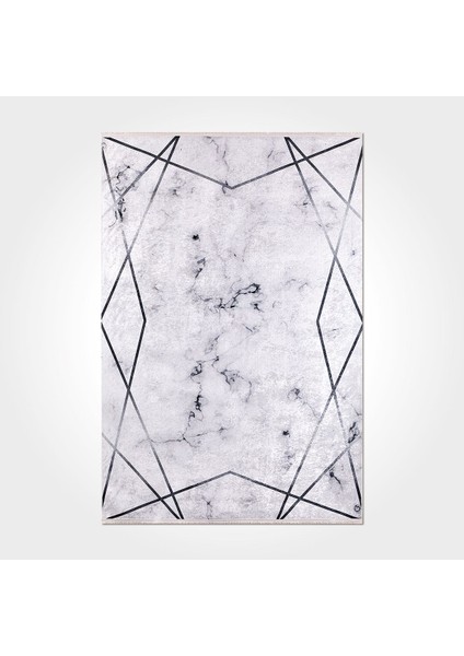 Kennedy Mermer Gri Polyester Dikdörtgen Modern Desenli Pamuk Makinada Yıkanabilir Hav Toz Vermez Leke Tutmayan Kaymaz Taban Dijital Makine Baskı Salon Yolluk Mutfak Halı