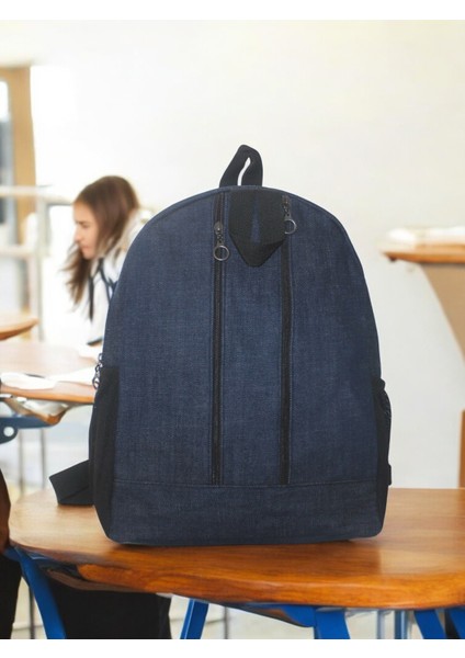 Kot Kumaşından Okul Sırt Çantası 2 Fermuarlı Suna Lacivert ÇNTKOT2ZSUNA-O fiyatları