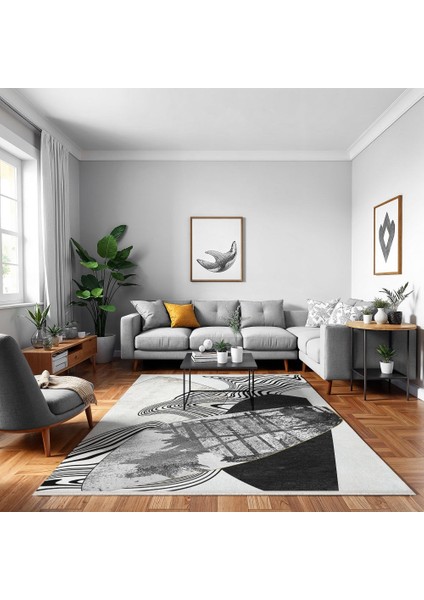 Modern Gri Pamuk Dikdörtgen Modern Desenli Pamuk Makinada Yıkanabilir Hav Toz Vermez Leke Tutmayan Kaymaz Taban Dijital Makine Baskı Salon Yolluk Mutfak Halı modelleri