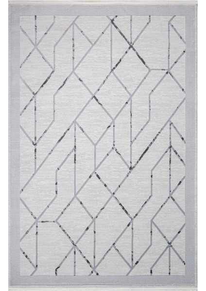 Ablative Gri Geometrik Etnik Modern Desenli Akrilik Hav Vermeyen Leke Tutmayan Kolay Temizlenen Yumuşak Makine Salon Yolluk Mutfak Halı