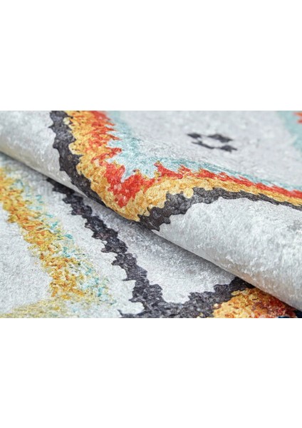 Kozuchow Kırmızı Göbekli Etnik Modern Desenli Makinada Yıkanabilir Hav Toz Vermez Leke Tutmayan Kaymaz Taban Dijital Makine Baskı Salon Yolluk Mutfak Halı fırsatları