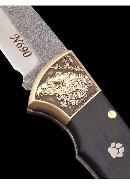 Gravürlü Balçıklı Kilitli Yaylı N690 Böhler Çelik Cep Çakısı fiyatları