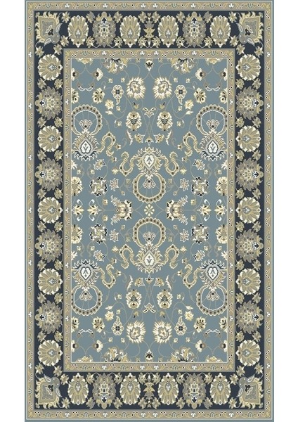 Abacus Çerçeveli Lacivert Bambu Dikdörtgen Modern Desenli Akrilik Hav Vermeyen Leke Tutmayan Kolay Temizlenen Yumuşak Makine Salon Yolluk Mutfak Halı