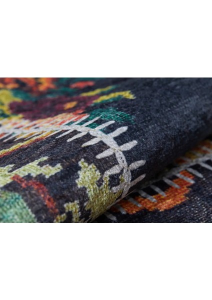 Holland Siyah Patchwork Etnik Modern Desenli Makinada Yıkanabilir Hav Toz Vermez Leke Tutmayan Kaymaz Taban Dijital Makine Baskı Salon Yolluk Mutfak Halı indirimleri