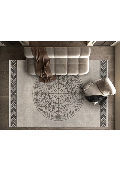 Geometrik Gri Pamuk Dikdörtgen Modern Desenli Pamuk Makinada Yıkanabilir Hav Toz Vermez Leke Tutmayan Kaymaz Taban Dijital Makine Baskı Salon Yolluk Mutfak Halı fiyatları