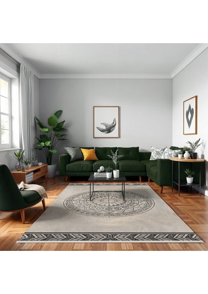 Geometrik Gri Pamuk Dikdörtgen Modern Desenli Pamuk Makinada Yıkanabilir Hav Toz Vermez Leke Tutmayan Kaymaz Taban Dijital Makine Baskı Salon Yolluk Mutfak Halı modelleri