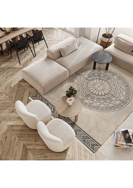 Geometrik Gri Pamuk Dikdörtgen Modern Desenli Pamuk Makinada Yıkanabilir Hav Toz Vermez Leke Tutmayan Kaymaz Taban Dijital Makine Baskı Salon Yolluk Mutfak Halı fırsatları