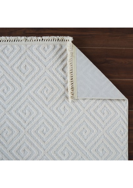 Beyaz Geometrik Etnik Modern Desenli Hav Vermeyen Leke Tutmayan Kolay Temizlenen Yumuşak Makine Salon Yolluk Mutfak Halı fırsatları