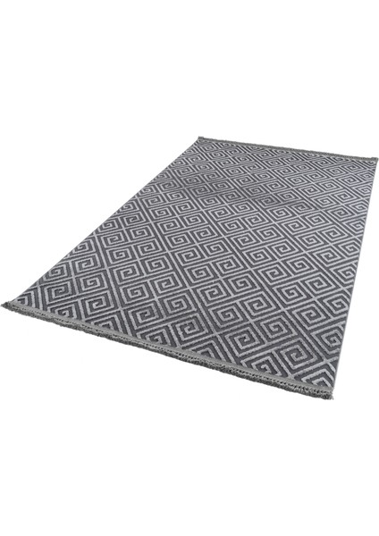 Antrasit Geometrik Etnik Modern Desenli Hav Vermeyen Leke Tutmayan Kolay Temizlenen Yumuşak Makine Salon Yolluk Mutfak Halı modelleri