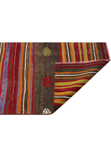 Kırmızı Çizgili Yün Modern Desenli Yün Hav Toz Vermez Leke Tutmayan Salon Yolluk Mutfak El Dokuma Halı