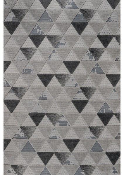 Gri Geometrik Etnik Modern Desenli Pamuk Makinada Yıkanabilir Hav Toz Vermez Leke Tutmayan Kaymaz Taban Dijital Makine Baskı Salon Yolluk Mutfak Halı