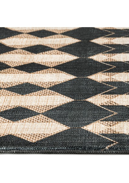 Prabhas Siyah Modern Etnik Desenli Kadife Makinada Yıkanabilir Hav Toz Vermez Leke Tutmayan Kaymaz Taban Dijital Makine Baskı Salon Yolluk Mutfak Halı modelleri