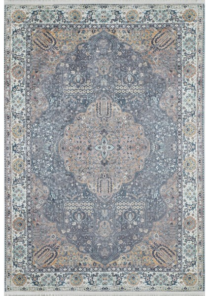 Kota Krem Göbekli Etnik Modern Desenli Makinada Yıkanabilir Hav Toz Vermez Leke Tutmayan Kaymaz Taban Dijital Makine Baskı Salon Yolluk Mutfak Halı