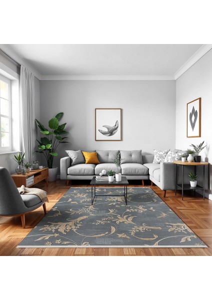 Çiçekli Gri Pamuk Daire Modern Desenli Pamuk Makinada Yıkanabilir Hav Toz Vermez Leke Tutmayan Kaymaz Taban Dijital Makine Baskı Salon Yolluk Mutfak Halı modelleri